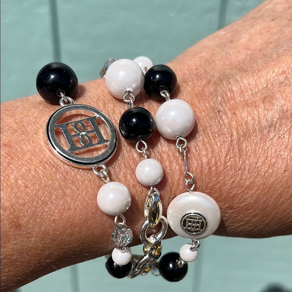 Bill Blass Black and White Beaded Wrap Bracelet